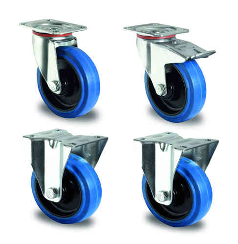 Wheel set 125 mm blue rubber (additonal costs)